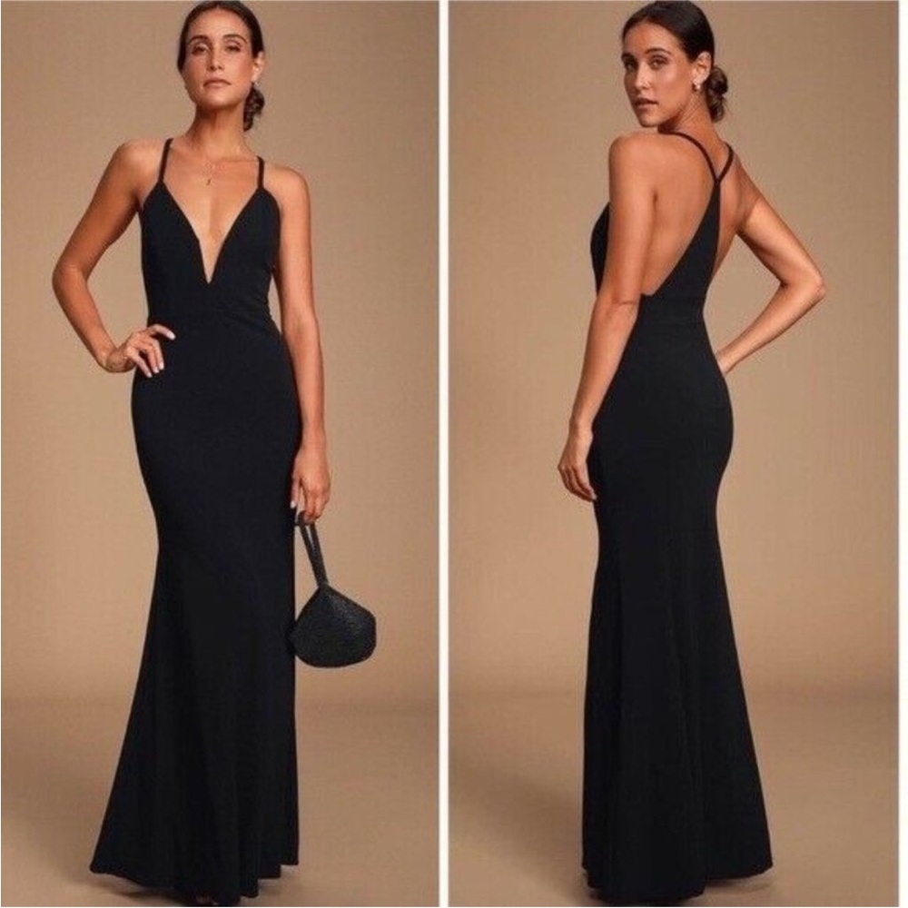 Lulu’s Amelia Black Dress Evening Maxi Backless Night Out XL
